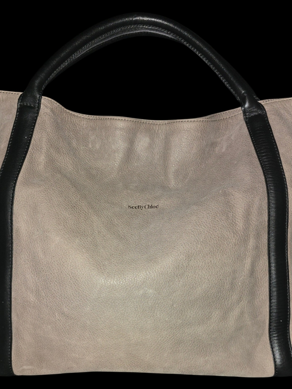 See By Chloé Two-Tone Leather Tote in Taupe and Black